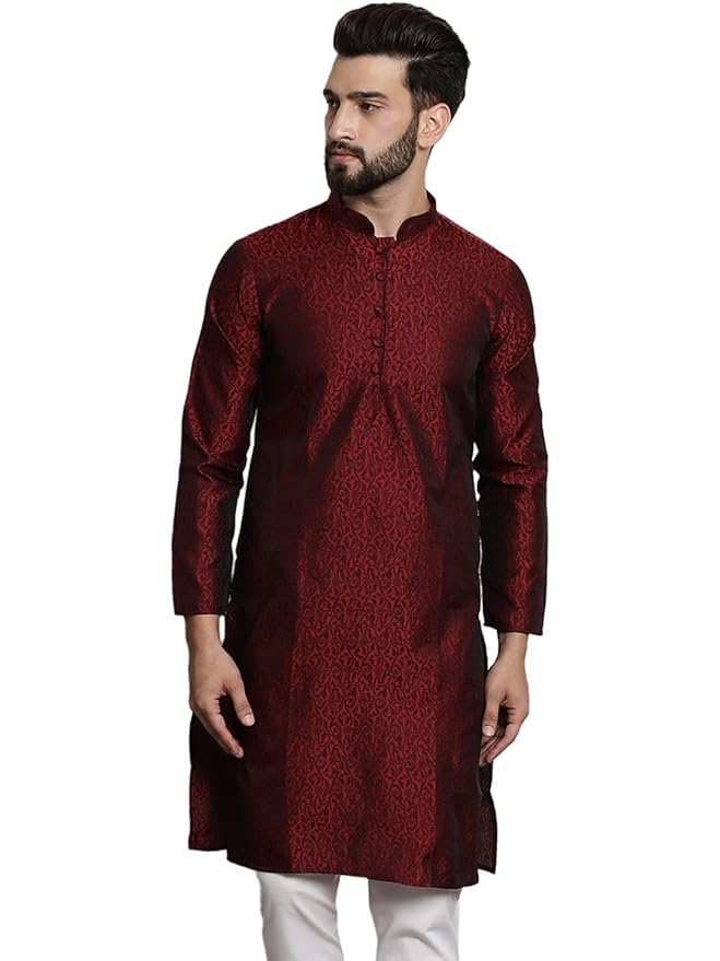 SOJANYA Men’s Silk Blend Kurta with Paisley Design | Designer Ethnic Wear for Garba Nights & Indian Festivals
