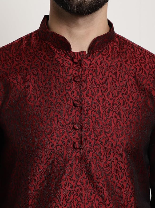 SOJANYA Men’s Silk Blend Kurta with Paisley Design | Designer Ethnic Wear for Garba Nights & Indian Festivals